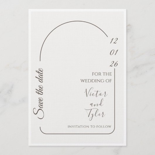 Wedding Card – Modern Minimal Save The Date Arch  招待状 (正面)