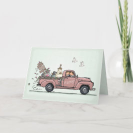 Wedding Card Vintage Car Pickup Truck 招待状