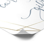 Wedding Cards and Gifts Dusty Blue Floral Sign ポスター (角)