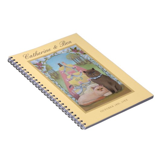 Wedding Cats Personalized Yellow  Notebook ノートブック (右側)