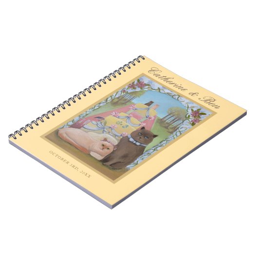 Wedding Cats Personalized Yellow  Notebook ノートブック (左側)