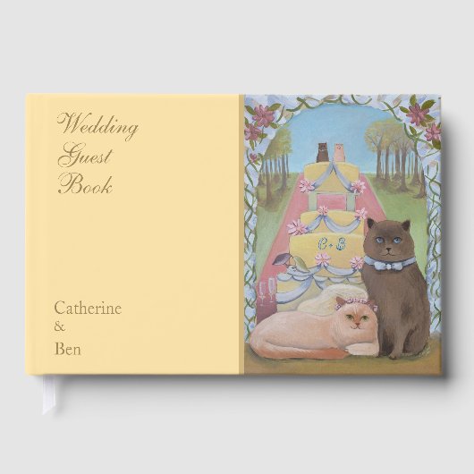 Wedding Cats Yellow "9 x 6" Guest Book ゲストブック (正面)
