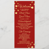 Wedding Ceremony Golden Birds Hearts Red Shiny プログラム (正面)