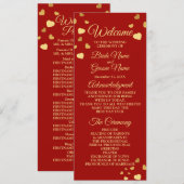 Wedding Ceremony Golden Birds Hearts Red Shiny プログラム (正面/裏面)