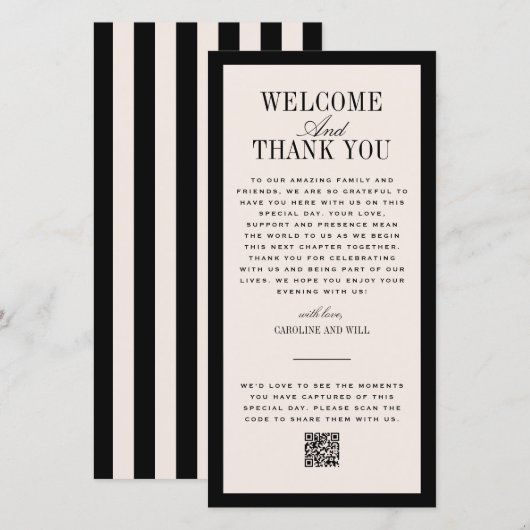 Wedding Ceremony or Reception Welcome サンキューカード (正面/裏面)