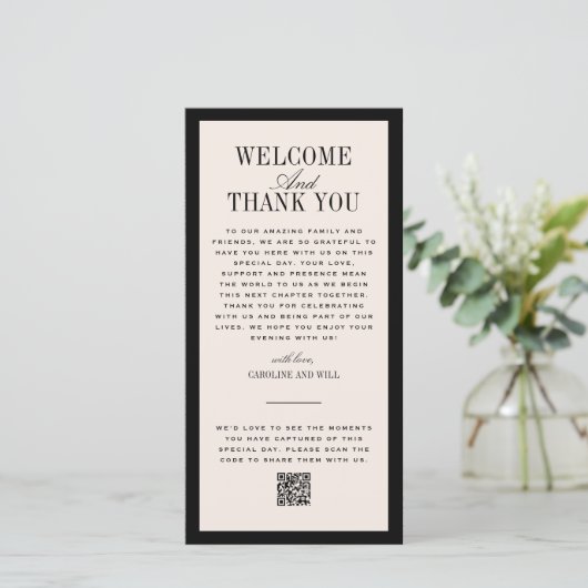 Wedding Ceremony or Reception Welcome サンキューカード (スタンド正面)