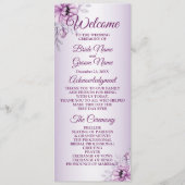 Wedding Ceremony Pink Floral Violet Purple Frame プログラム (正面)