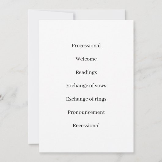 Wedding Ceremony Program Procession Beach Design (裏面)