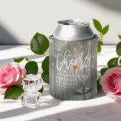 Wedding Champagne Glasses Rustic Wood String Light 缶クーラー