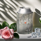 Wedding Champagne Glasses Rustic Wood String Light 缶クーラー