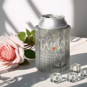 Wedding Champagne Glasses Rustic Wood String Light 缶クーラー