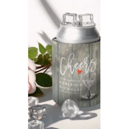 Wedding Champagne Glasses Rustic Wood String Light 缶クーラー