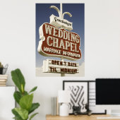 Wedding Chapel Retro Neon Sign ポスター (ホームオフィス)