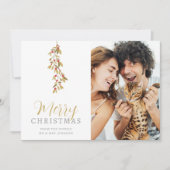 Wedding Christmas Exquisite Holly Branches Photo セーブザデート (正面)