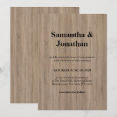 Wedding Classic Basic Brown Soft Wood Grain 招待状 (正面/裏面)