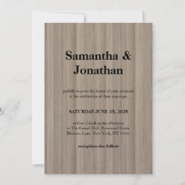 Wedding Classic Blonde Wood Pinstripe 招待状