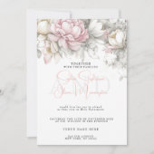 Wedding | Classic Modern Ivory and Blush Floral  招待状 (正面)