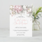 Wedding | Classic Modern Ivory and Blush Floral  招待状 (スタンド正面)