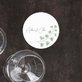 Wedding Coaster with Eucalyptus Leaves ラウンドペーパーコースター