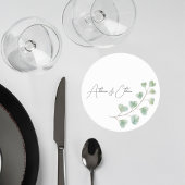 Wedding Coaster with Eucalyptus Leaves ラウンドペーパーコースター