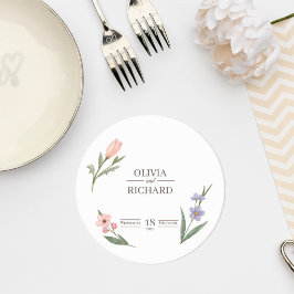 Wedding Coaster with Romantic Botanical Design ラウンドペーパーコースター