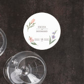 Wedding Coaster with Romantic Botanical Design ラウンドペーパーコースター