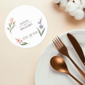 Wedding Coaster with Romantic Botanical Design ラウンドペーパーコースター
