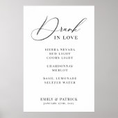 Wedding Cocktail Bar Menu Elegant Modern ポスター (正面)