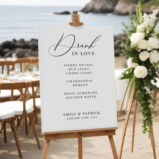 Wedding Cocktail Bar Menu Elegant Modern ポスター