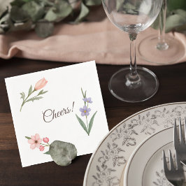 Wedding Cocktail Napkin with Botanical Design スタンダードカクテルナプキン