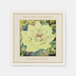 Wedding Cocktail Napkins | Lemon Rose Floral スタンダードカクテルナプキン