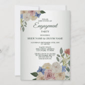 Wedding Colorful Floral Butterfly Engagement Party 招待状 (正面)