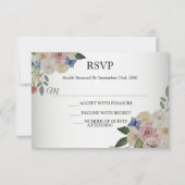 Wedding Colorful Floral Butterfly Green Wedding 出欠カード (正面)