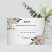 Wedding Colorful Floral Butterfly Green Wedding 出欠カード (スタンド正面)