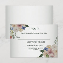 Wedding Colorful Floral Butterfly Green Wedding 出欠カード