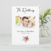 Wedding Colorful Red Shades Flowers Bouquet 招待状 (スタンド正面)