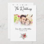 Wedding Colorful Red Shades Flowers Bouquet 招待状 (正面/裏面)