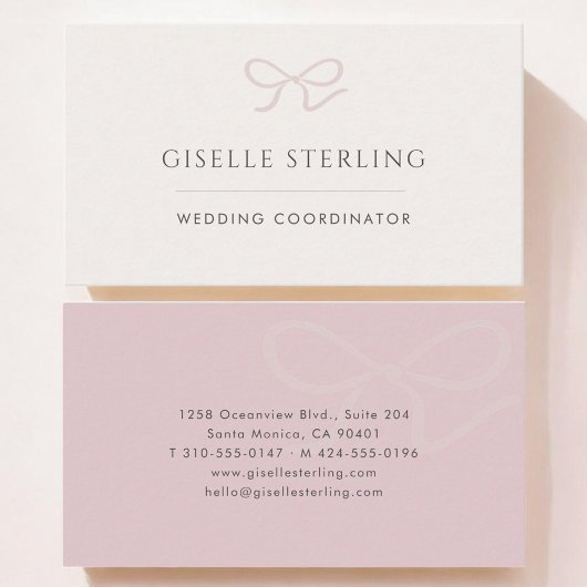 Wedding Coordinator Pink Bow 名刺
