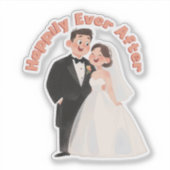Wedding Couple Illustration Happily Ever After シール (正面)