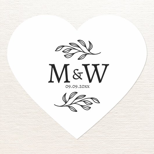 Wedding Couple Monogram Date Botanical Heart ハートシール