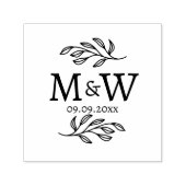 Wedding Couple Monogram Date Elegant Botanical セルフインキングスタンプ (デザイン)