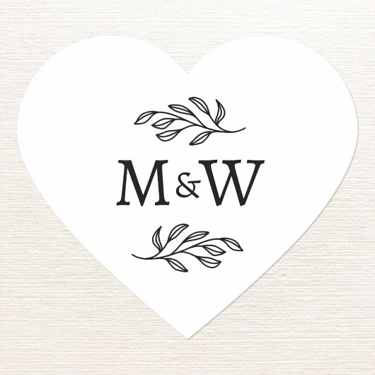 Wedding Couple Monogram Initial Botanical Heart ハートシール