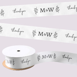 Wedding Couple Monogram Thank You Botanical Leaf サテンリボン