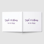 Wedding couple. Name date purple simple minimal mo ゲストブック (全面)