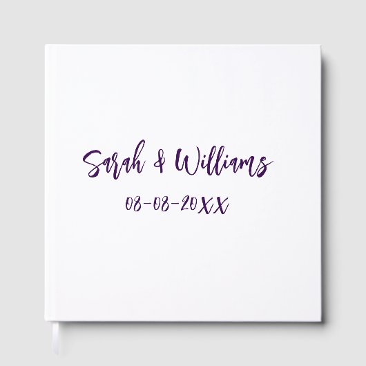 Wedding couple. Name date purple simple minimal mo ゲストブック (正面)