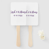 Wedding couple. Name date purple simple minimal mo ハンドファン (正面&裏面)