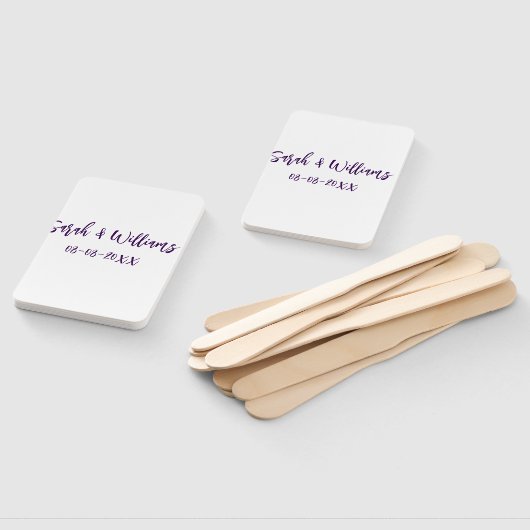 Wedding couple. Name date purple simple minimal mo ハンドファン (組立なし)