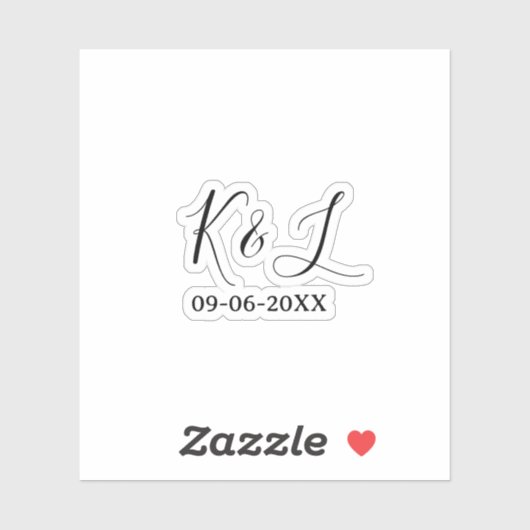 Wedding couple name letter date red pastel backgro シール (シート)
