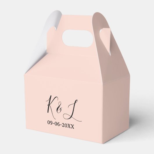 Wedding couple name letter date red pastel backgro フェイバーボックス (正面サイド)