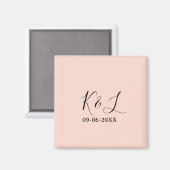 Wedding couple name letter date red pastel backgro マグネット (正面/裏面)